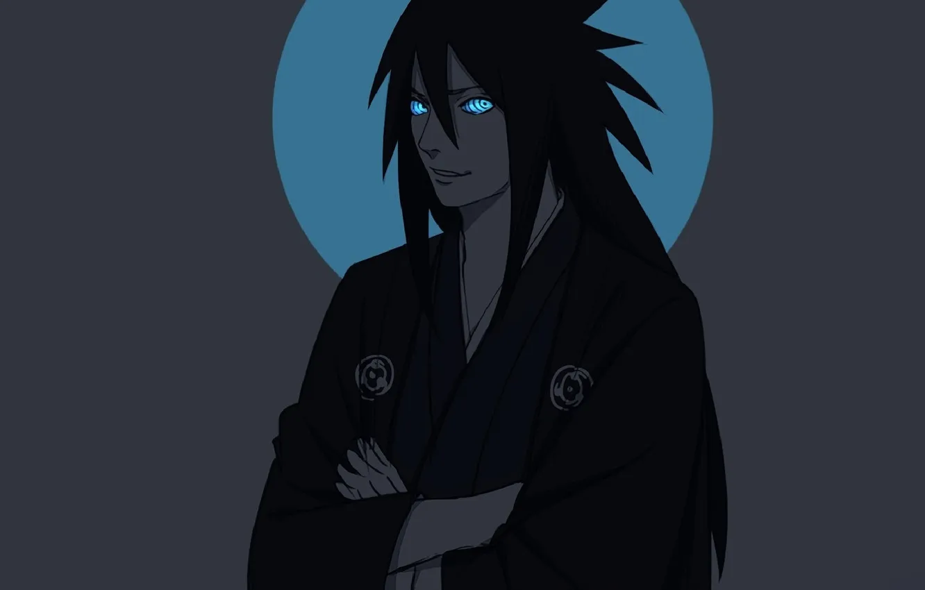 Фото обои скрещенные руки, серый фон, rinegan, Наруто Ураганные хроники, rasengan, Madara Uchiha, горящие глаза, Мадара Учиха