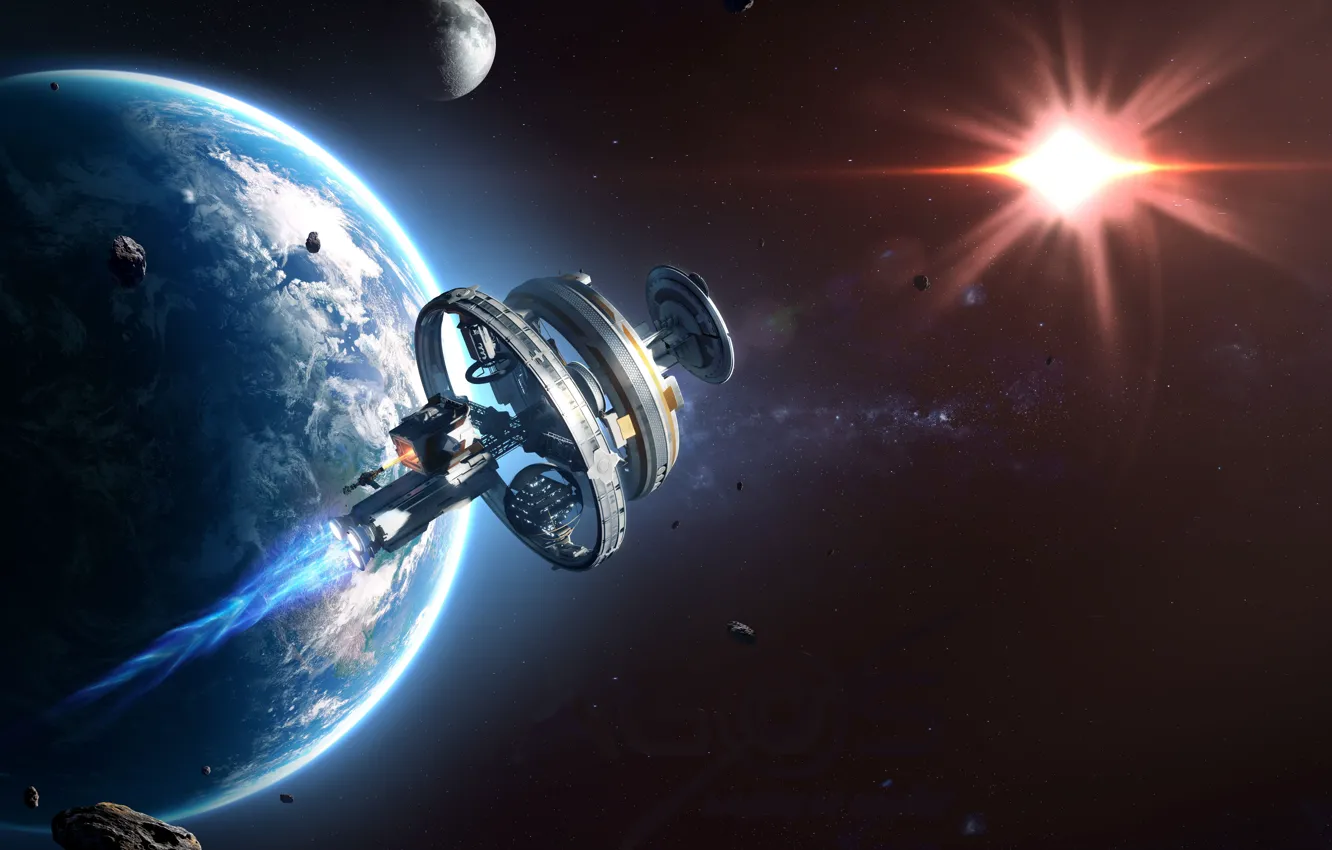 Фото обои Планета, Ubisoft, Game, Ubisoft Entertainment, Звездолет, Космический одиночный экшен, AGOS: A Game of Space, Space …