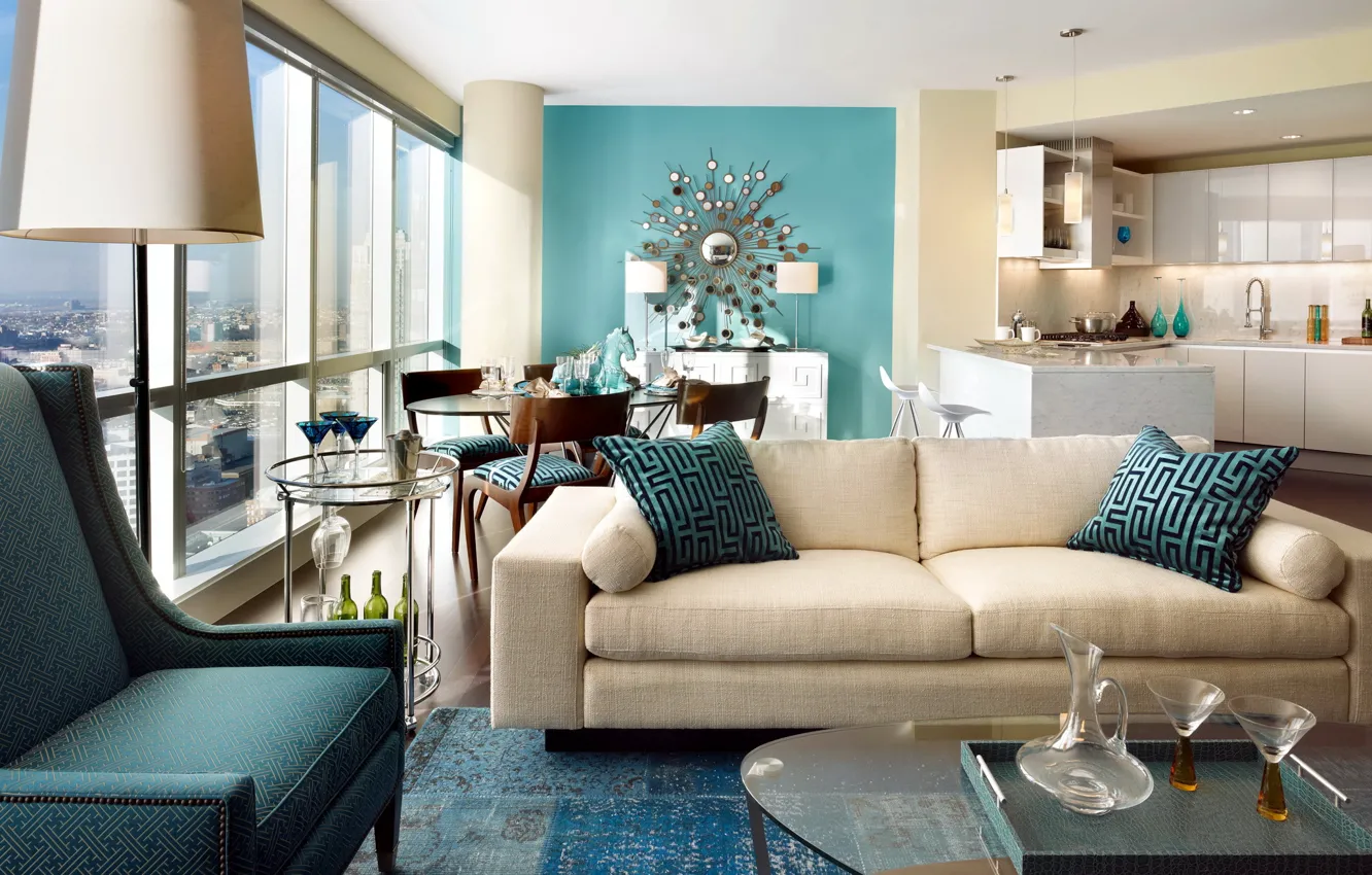 Фото обои стол, диван, интерьер, кресло, подушки, стул, гостиная