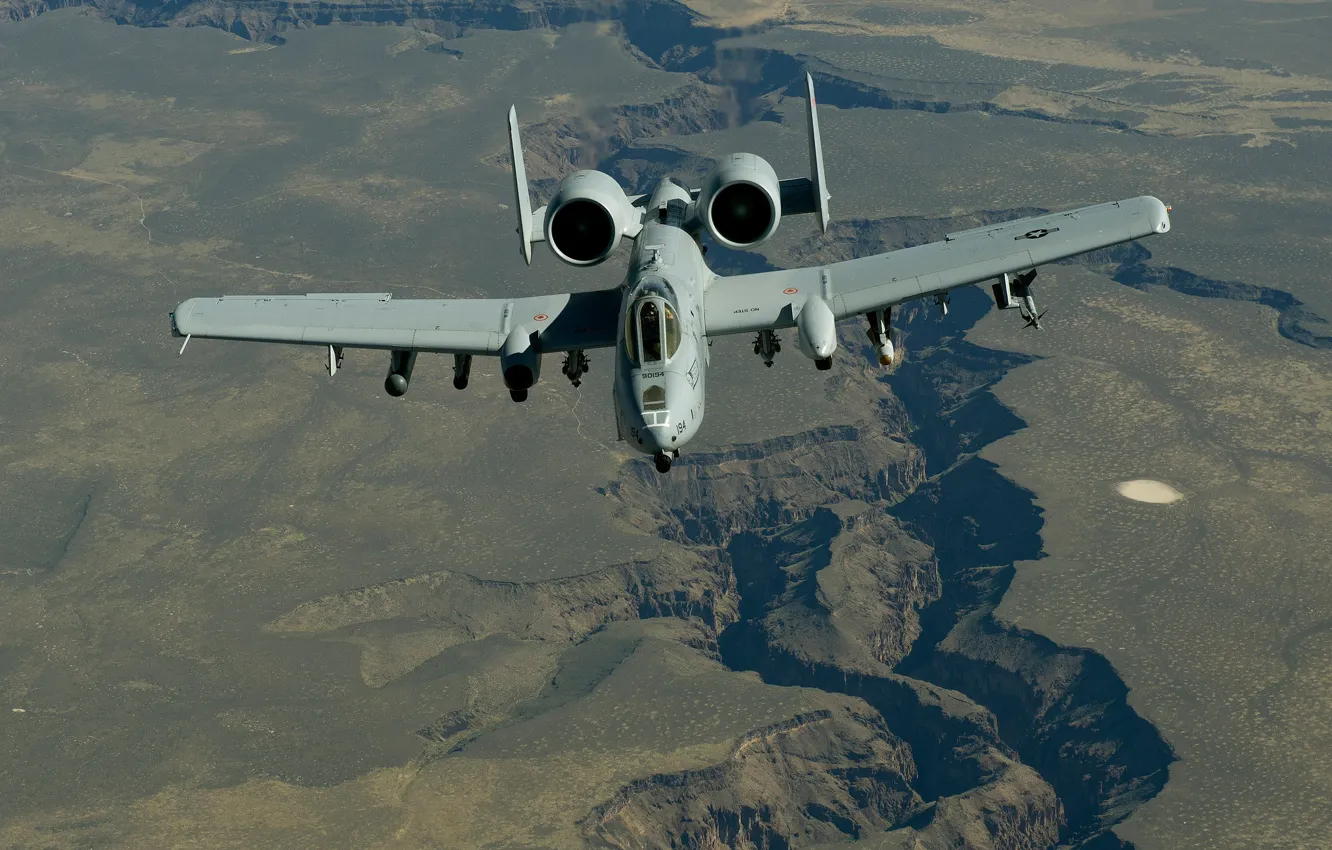 Фото обои полет, ландшафт, штурмовик, A-10, Thunderbolt II, «Тандерболт» II