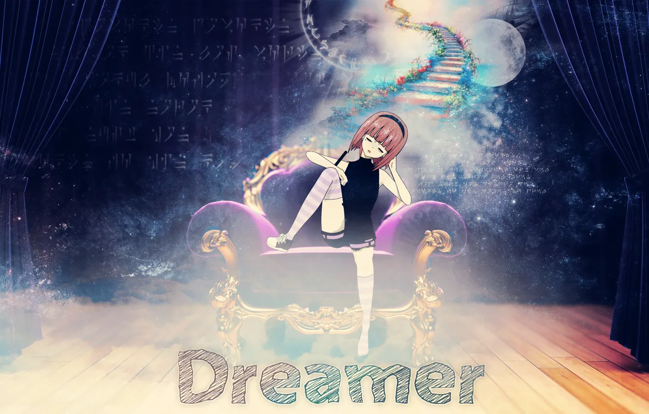 Фото обои мечты, сон, кресло, аниме, арт