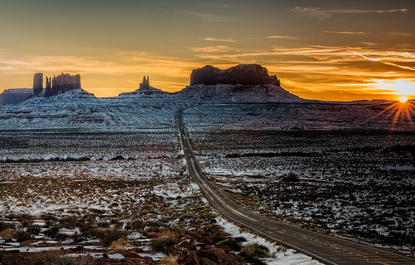Фото обои пейзаж, горы, утро, Utah, Monument Valley