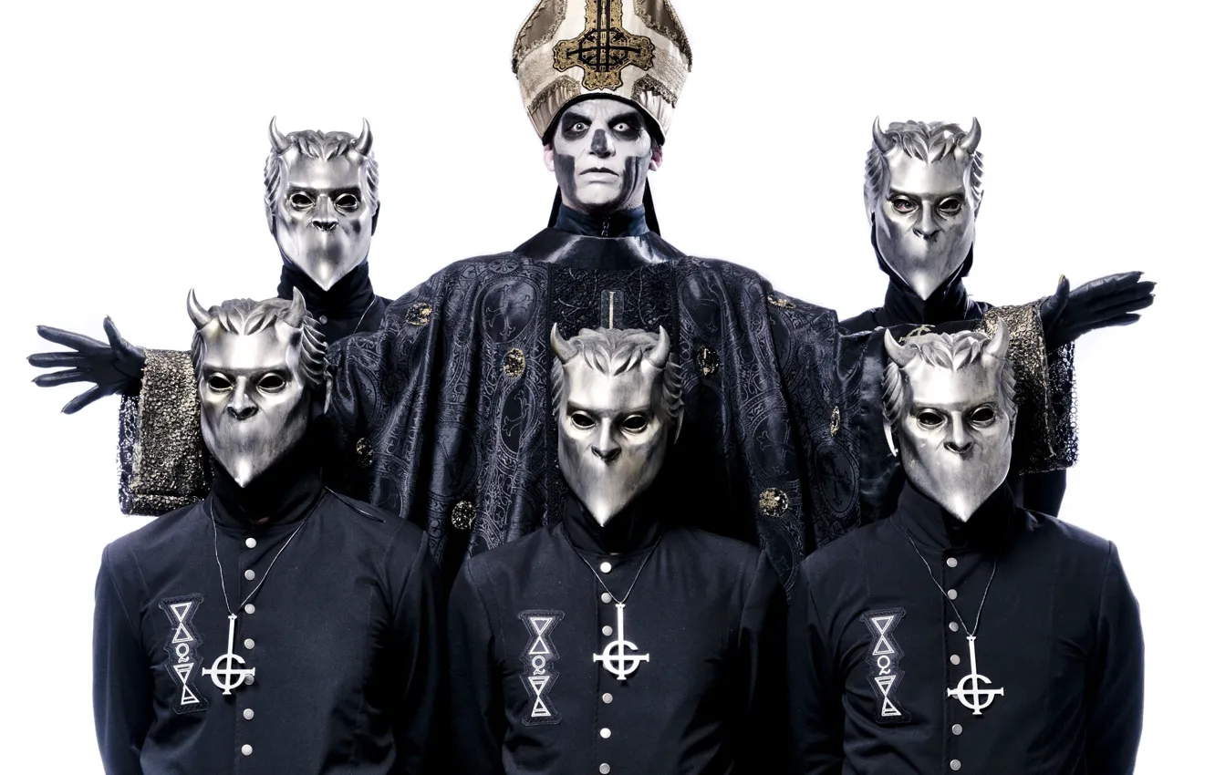 Фото обои Ghost, band, heavy metal, nameless ghouls, Swedish, Papa Emeritus III, Doom metal