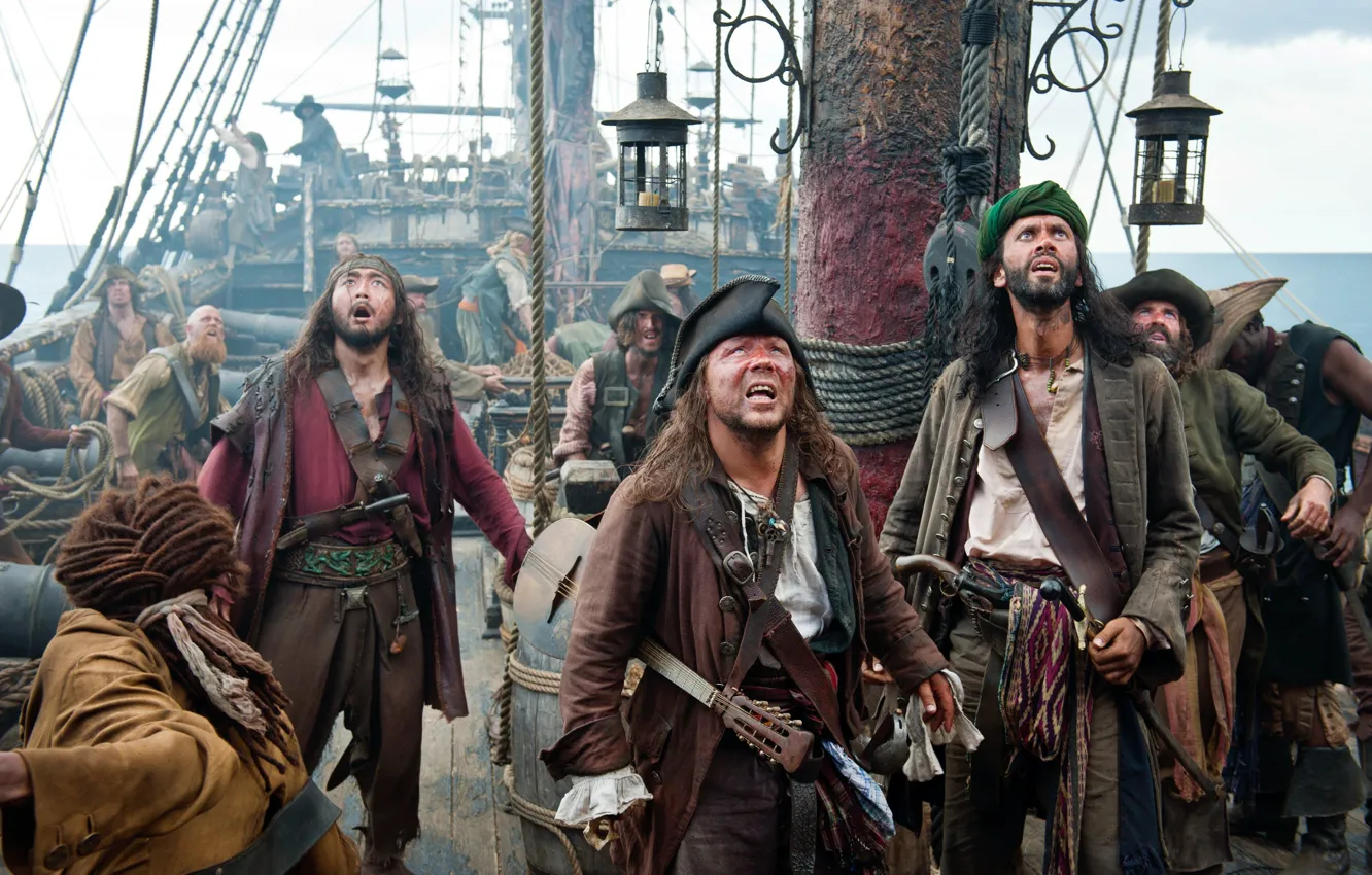Фото обои Пираты Карибского моря, судно, pirates of the caribbean, взгляды, изумление