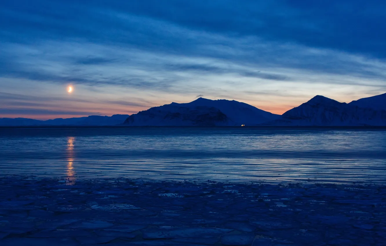Фото обои горы, океан, Норвегия, Norway, Северный Ледовитый океан, Svalbard, Шпицберген, Свальбард