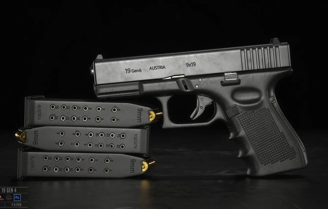 Фото обои пистолет, оружие, pistol, weapon, Глок, Glock, Glock 19 gen 6