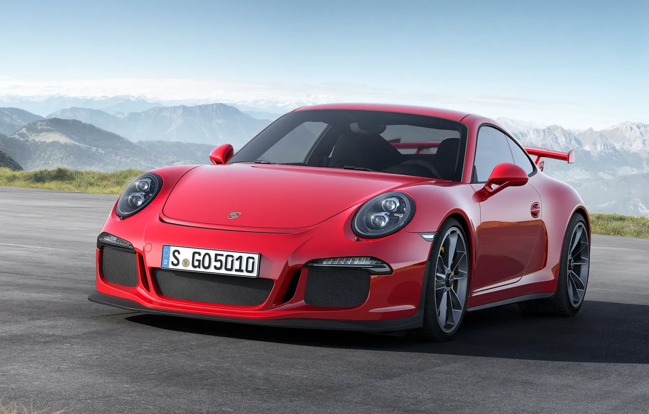 Фото обои Красный, 911, Porsche, Red, Порше, Автомобиль, GT3, Спорткар