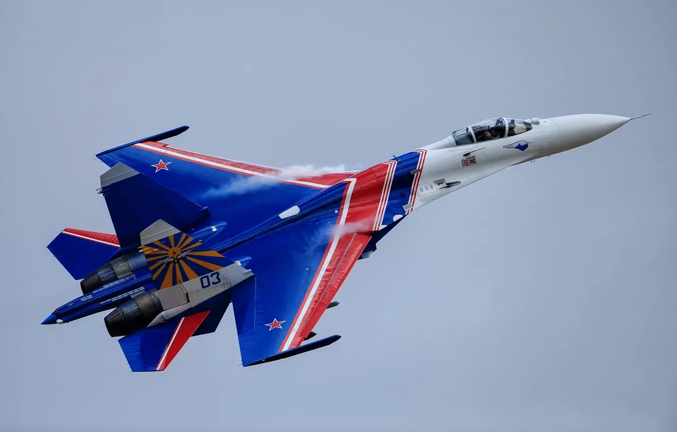 Фото обои Su-27, aerobatic team, Russian knights
