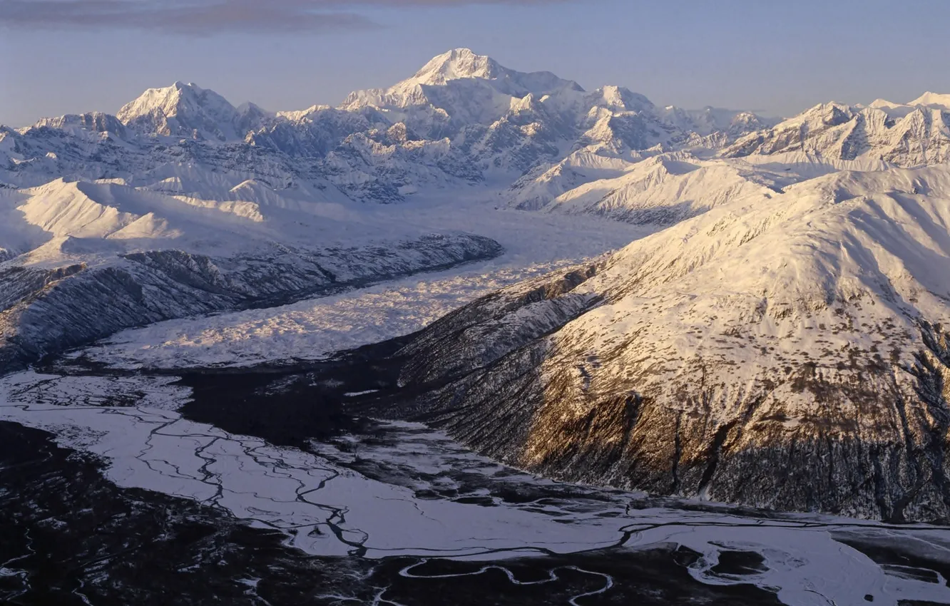 Фото обои зима, снег, пейзаж, горы, природа, горизонт, nature, аляска