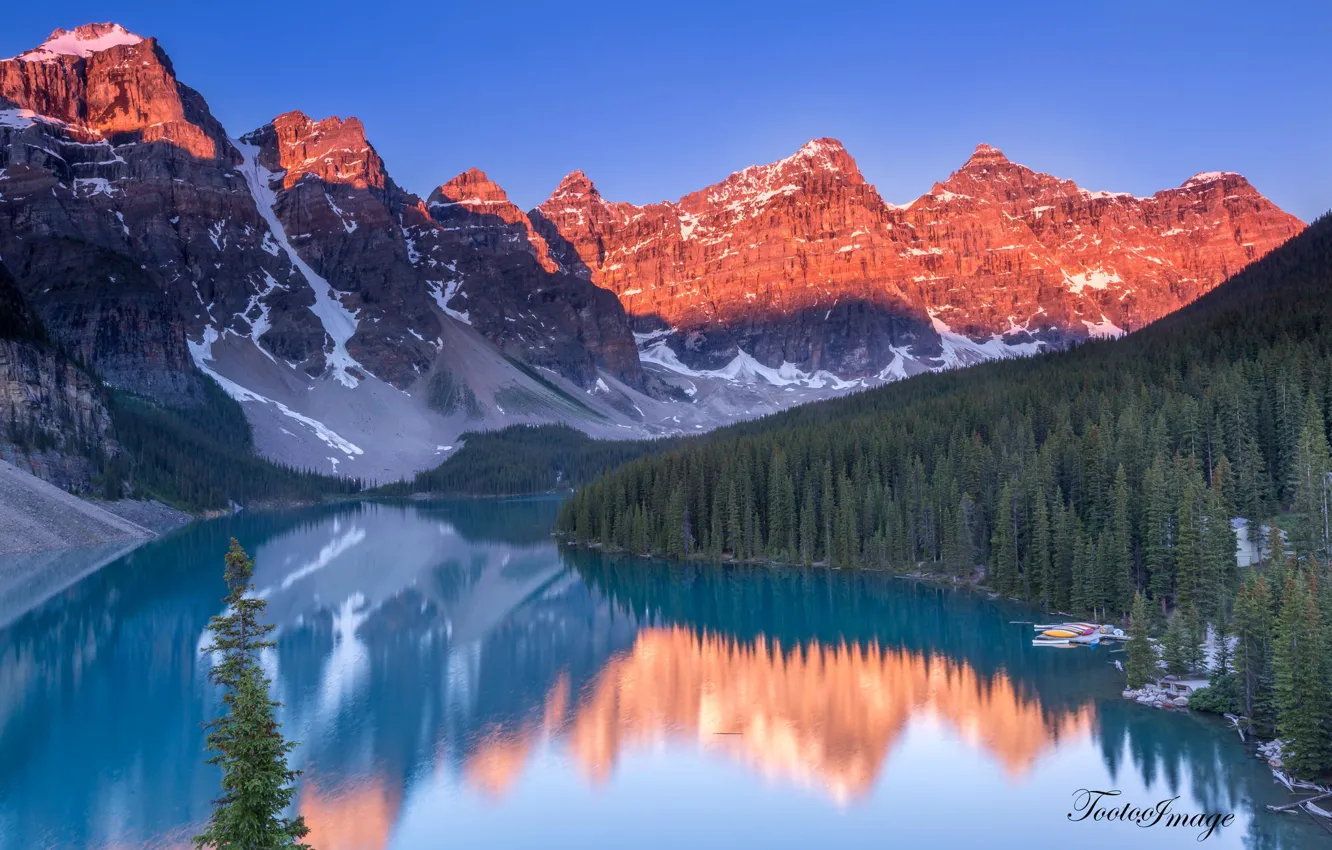 Фото обои горы, природа, озеро, Канада