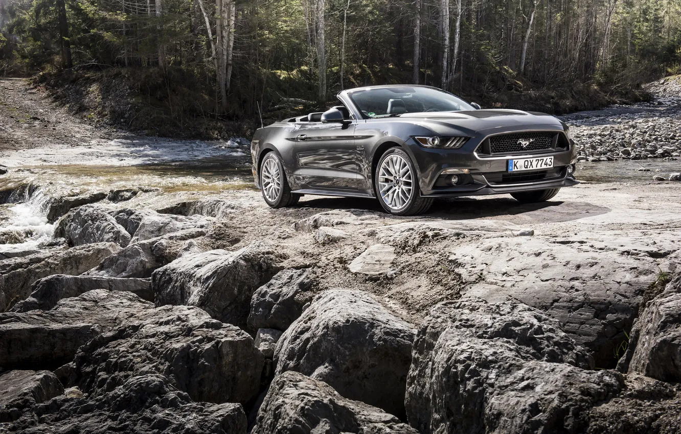Фото обои Mustang, Ford, мустанг, кабриолет, форд, Convertible, 2015, EU-spec