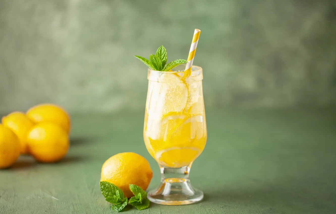 Фото обои juice, lemon, ice, drink, cocktail, restaurant, lemonade, limoncello