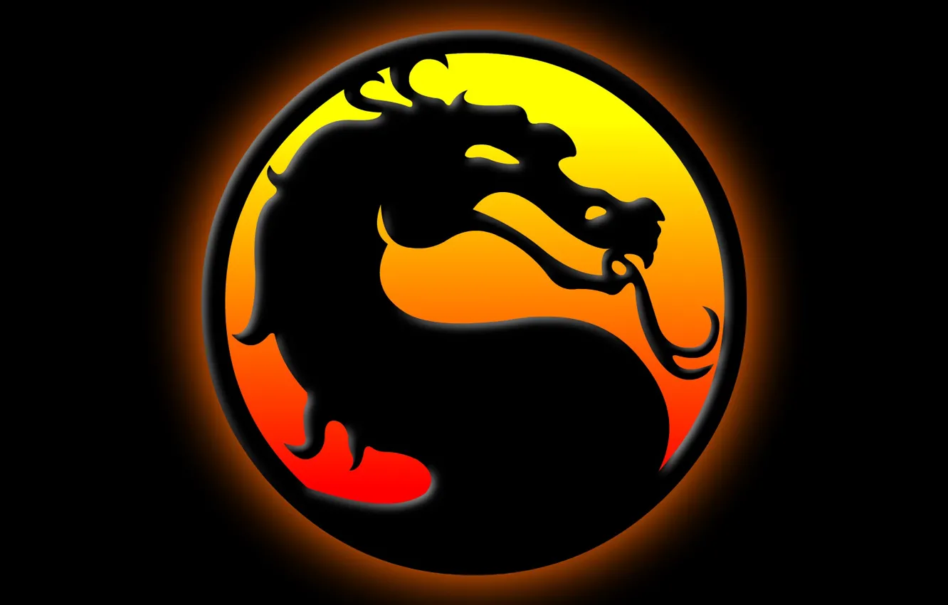 Фото обои фон, дракон, символ, профиль, Mortal Kombat, Dragon Logo