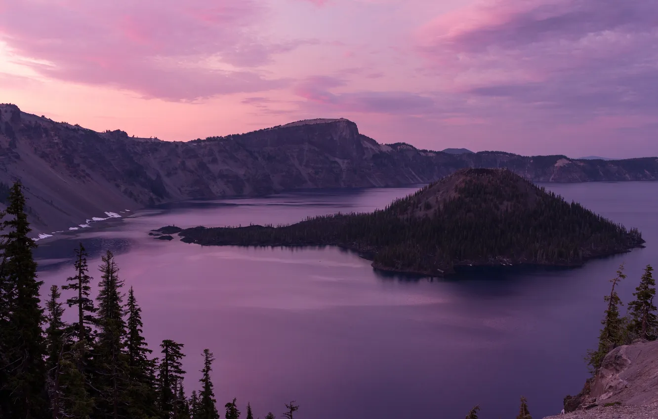 Фото обои лес, природа, озеро, кратер, Oregon, U.S.A., Crater Lake National Park