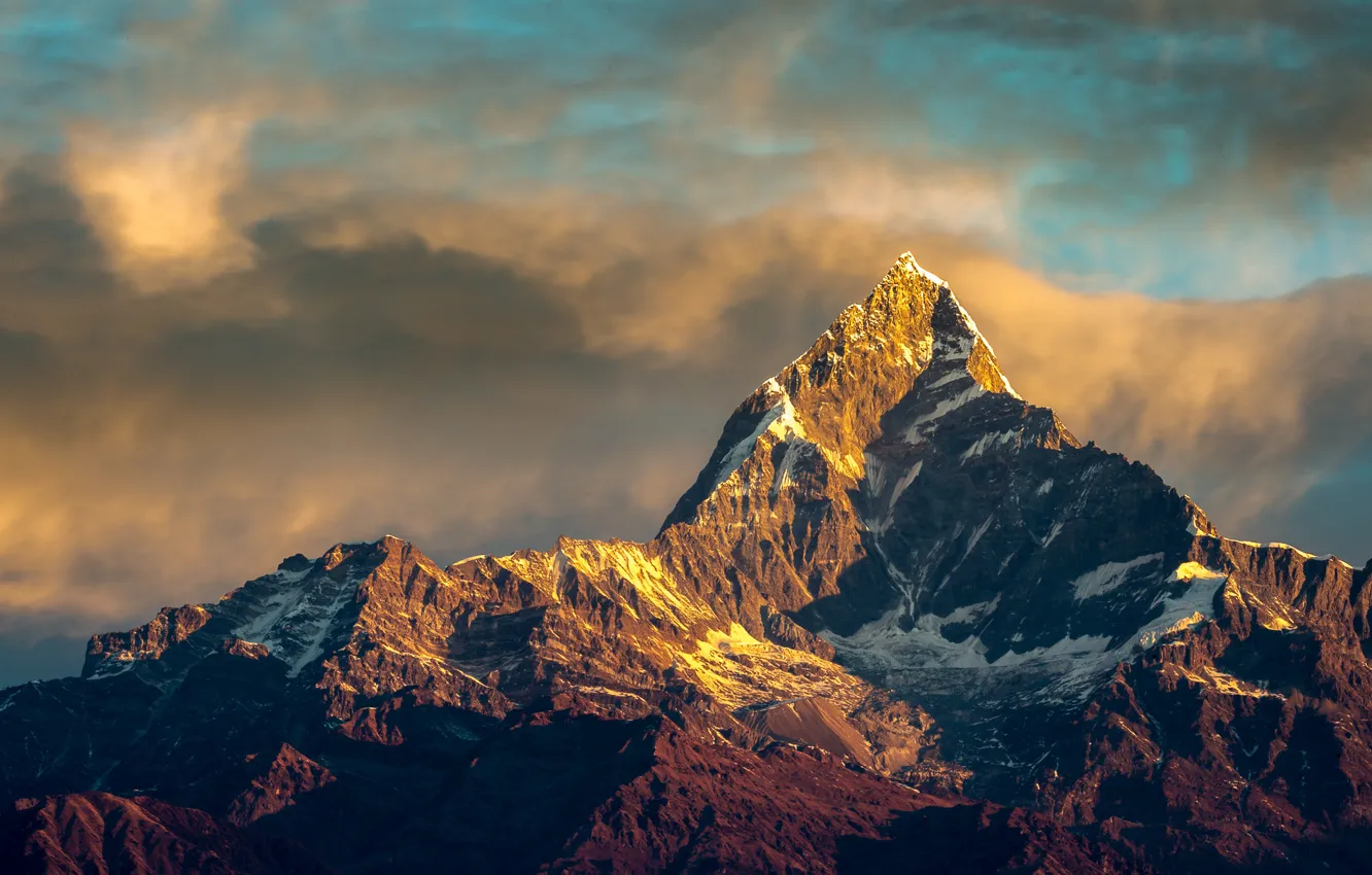 Фото обои утро, горный массив, Гималаи, Непал, Аннапурна