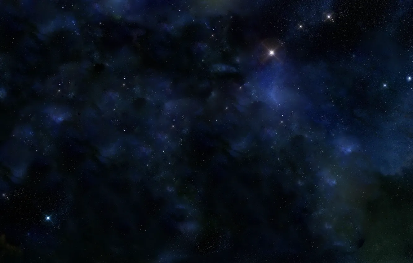 Фото обои звезды, синий, туманность, галактика