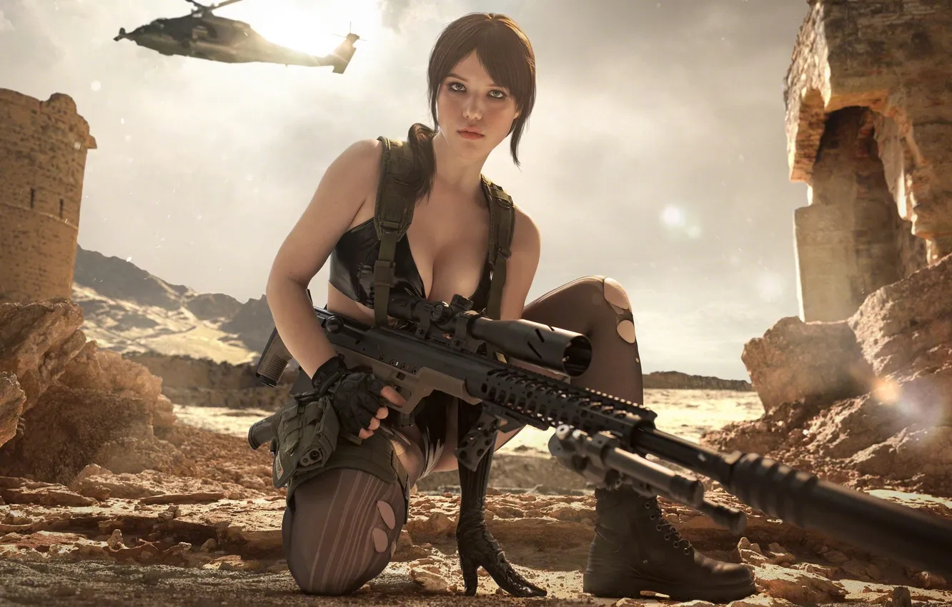 Фото обои girl, weapon, games, rifle, warrior