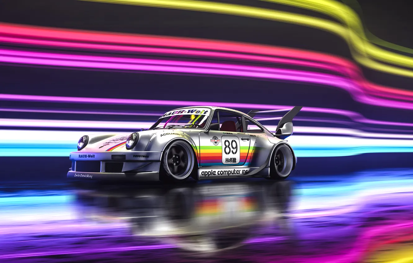 Фото обои lights, colorful, Porsche, rain, Porsche 911, reflection, headlights, sports car
