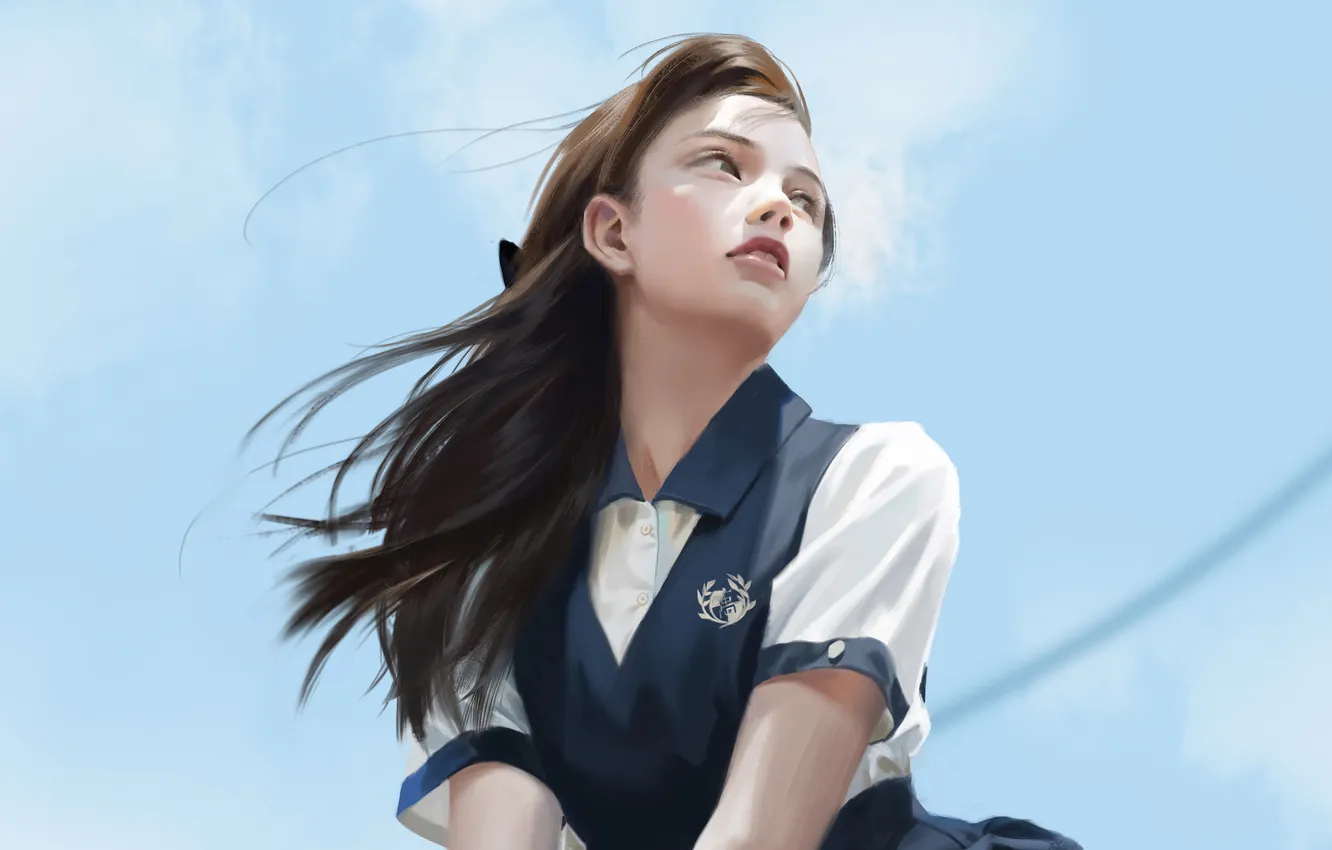Фото обои girl, schoolgirl, ai art