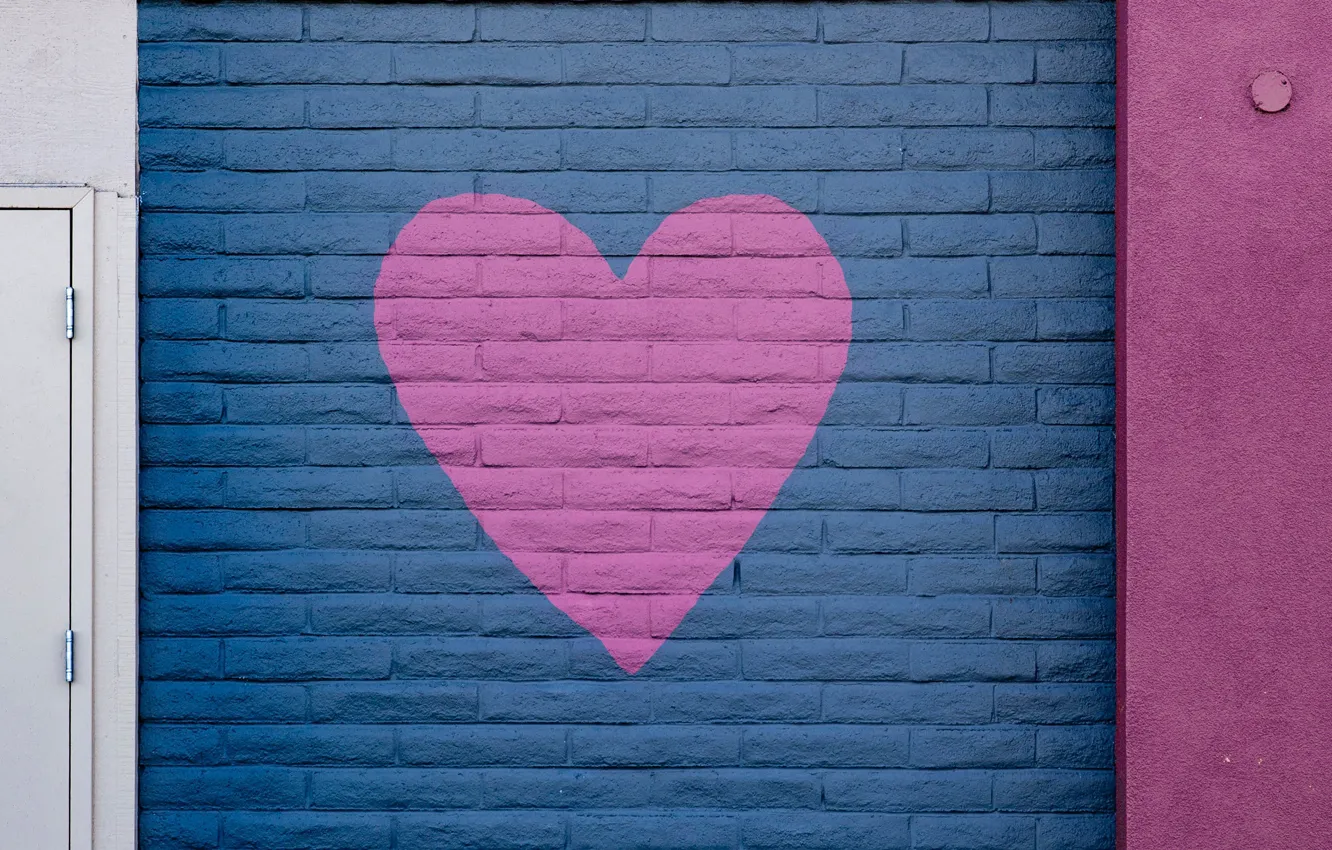 Фото обои стена, сердце, краска