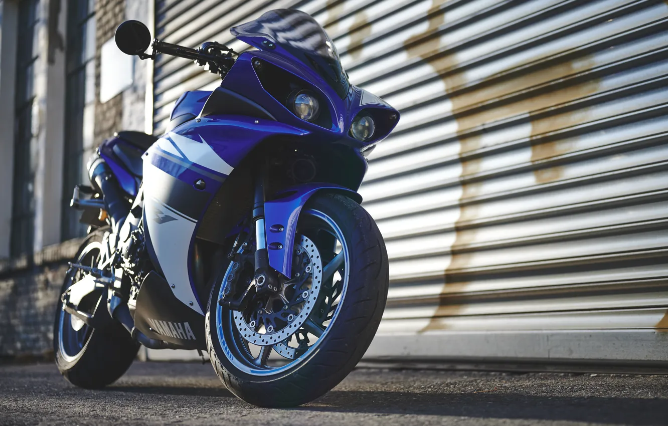 Фото обои Blue, Black, White, YZF-R1