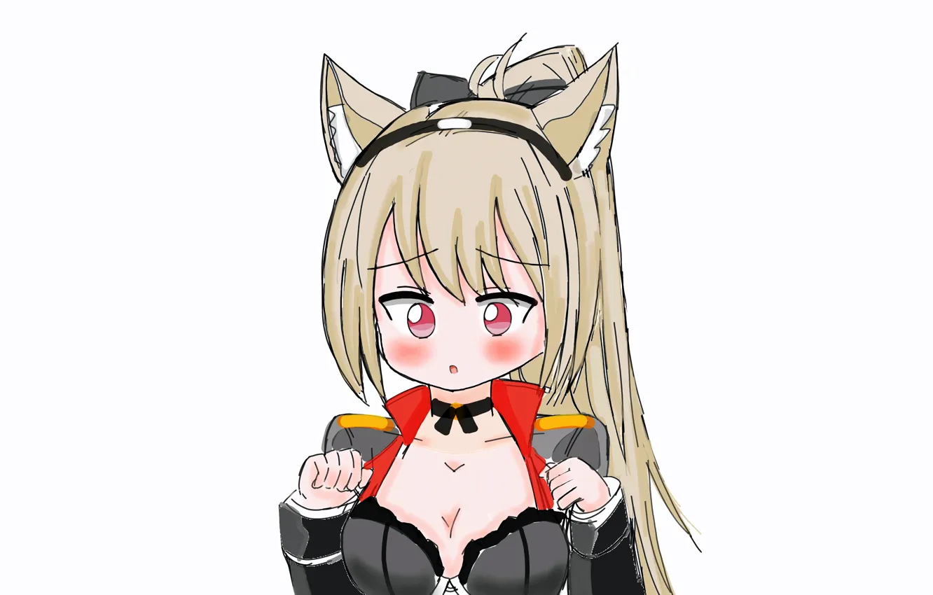 Фото обои girl, sexy, cleavage, blouse, long hair, boobs, anime, beautiful