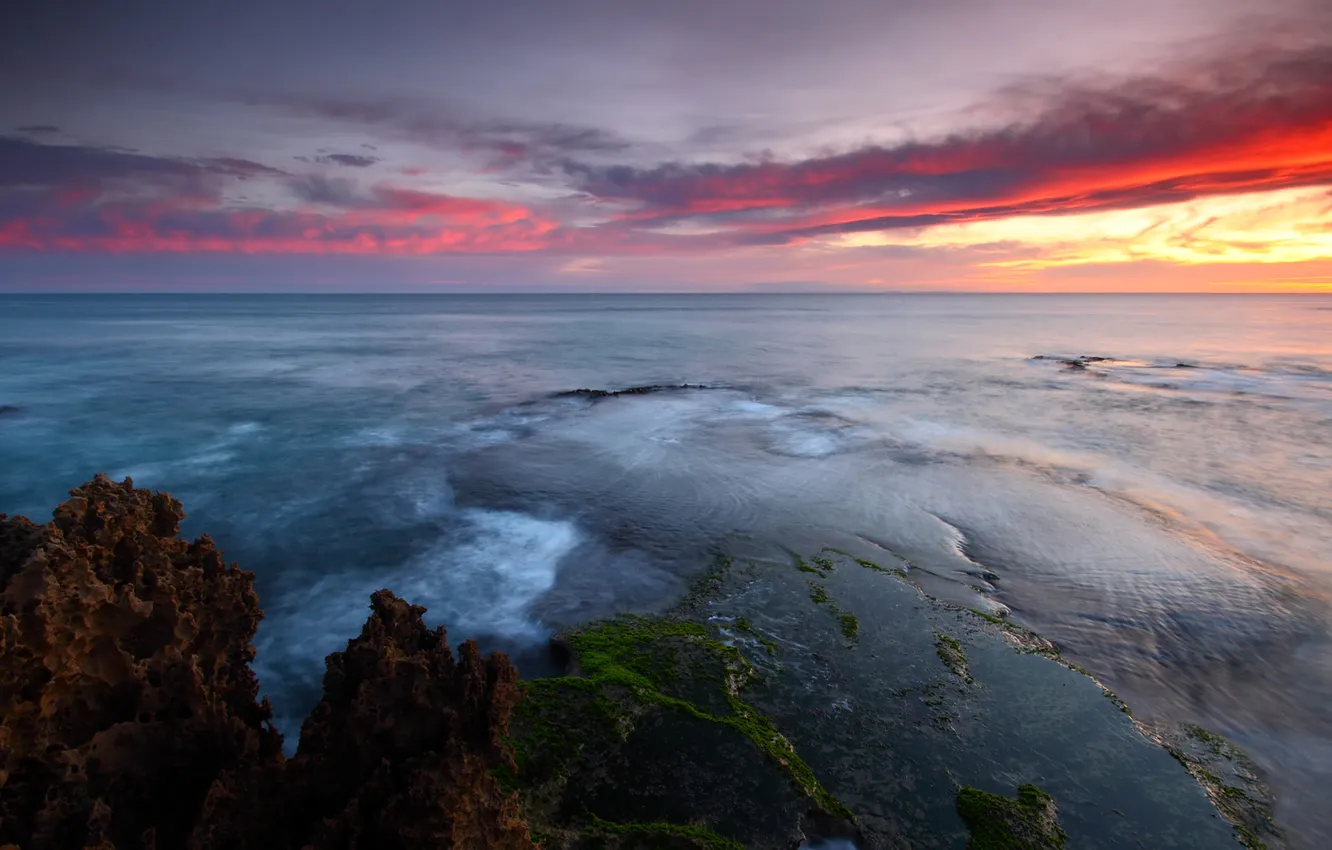 Фото обои небо, скала, камни, океан, Закат, австралия