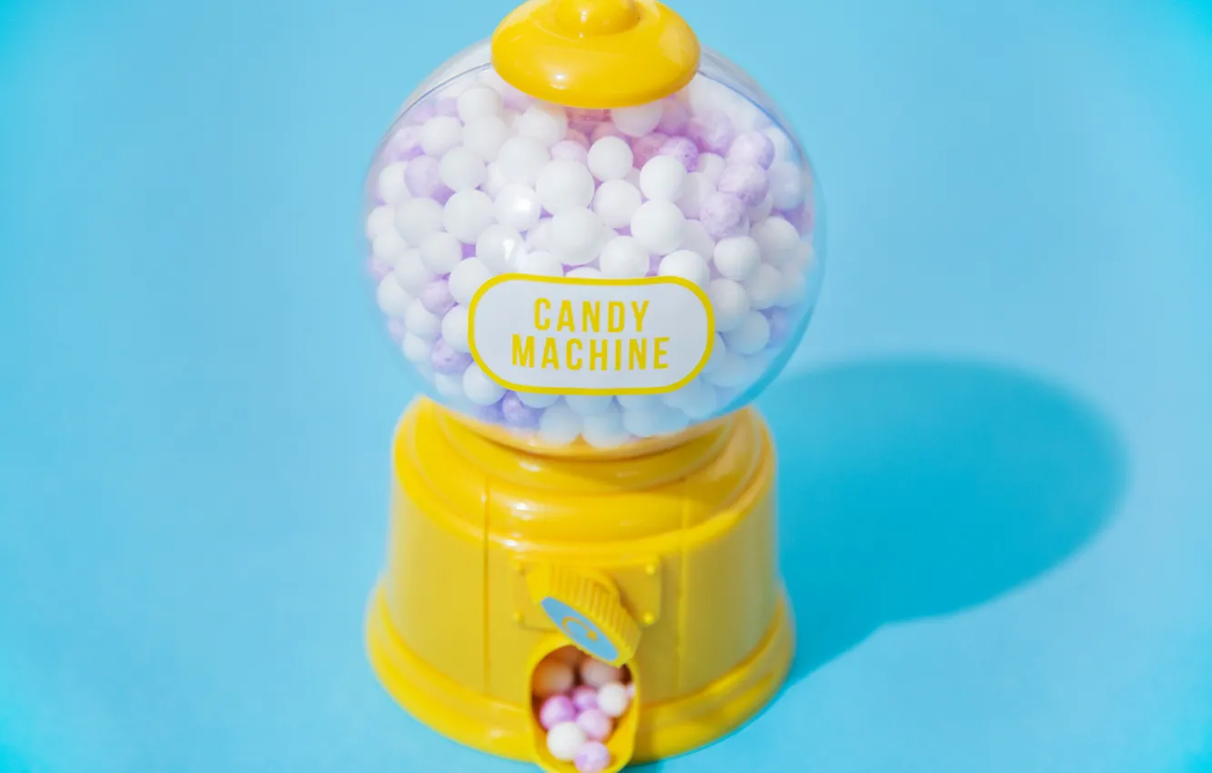 Фото обои balls, blue, machine, candy, bright, gum