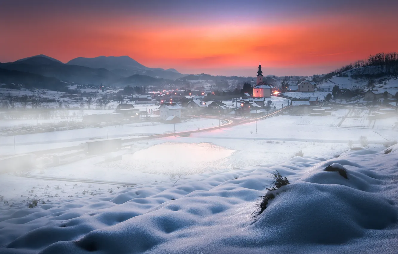 Фото обои cold, mist, croatia, church