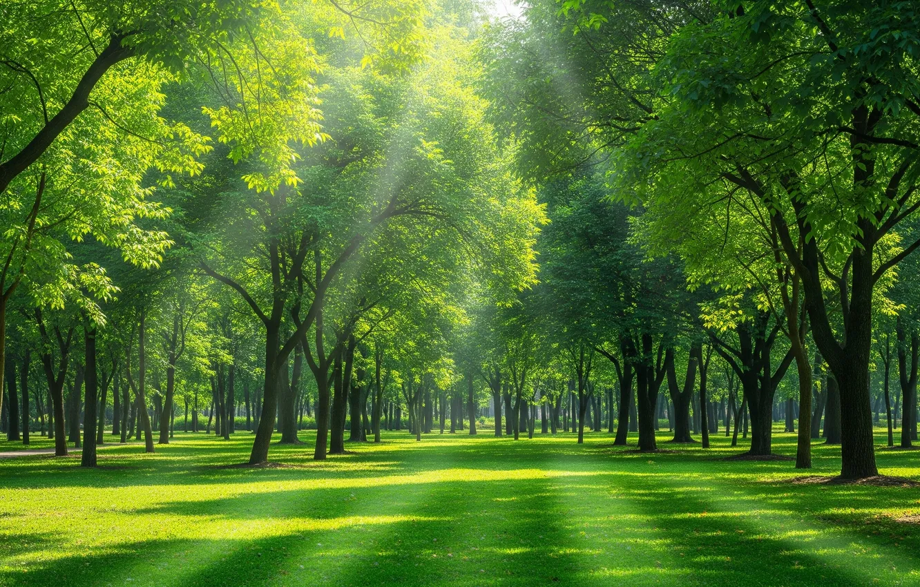 Фото обои трава, солнце, деревья, парк, обои, тень, wallpaper, grass