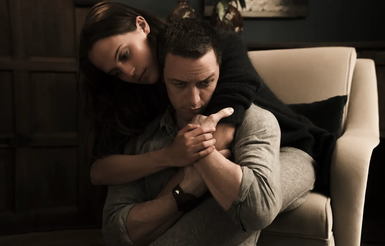 Фото обои cinema, love, movie, James McAvoy, film, Alicia Vikander, Submergence