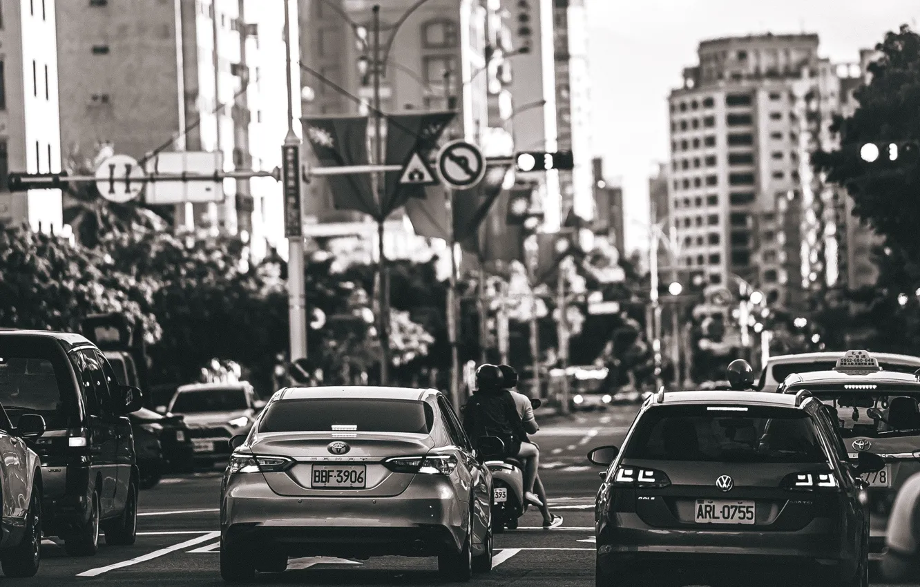 Фото обои street, Taipei, black&White