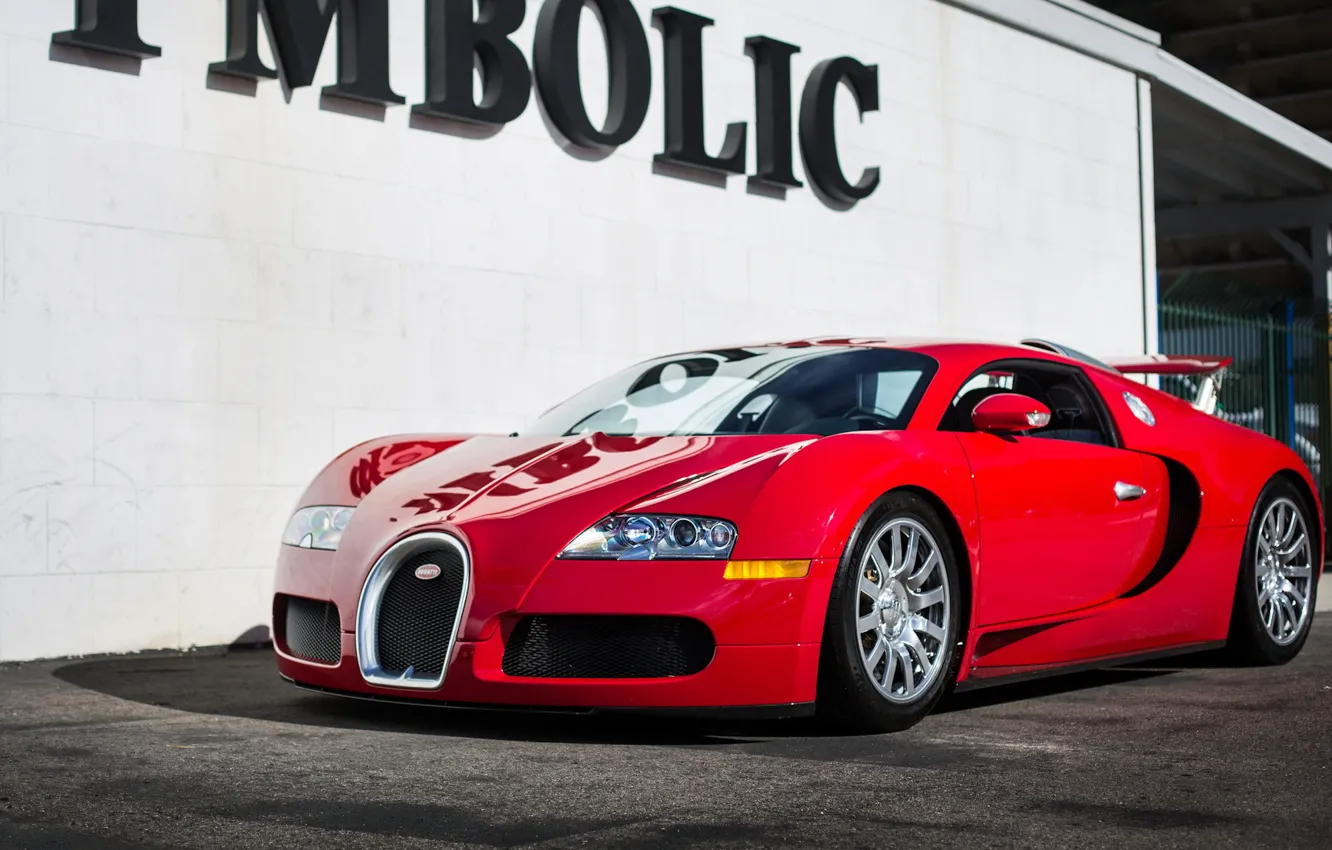 Фото обои Bugatti, Veyron, Red, Symbolic's