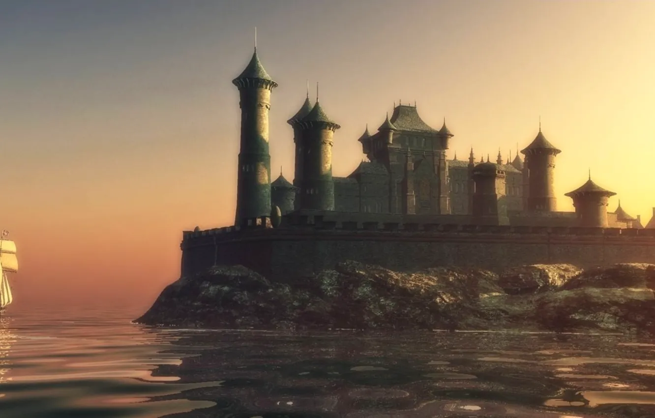 Фото обои wall, sky, sea, castle, game of thrones, towers
