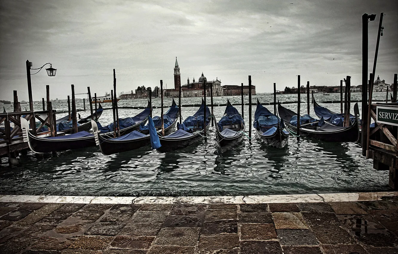 Фото обои Италия, Венеция, Italy, гондолы, Venice, Italia, Venezia