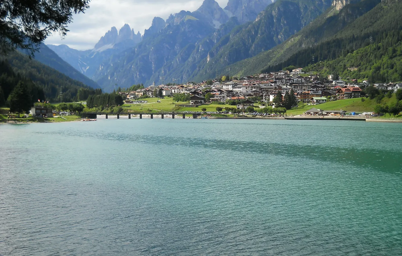 Фото обои city, lake, Town