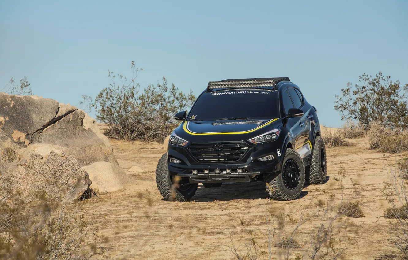 Фото обои Hyundai, Rockstar, Performance, Garage, Tucson, камни пустыня