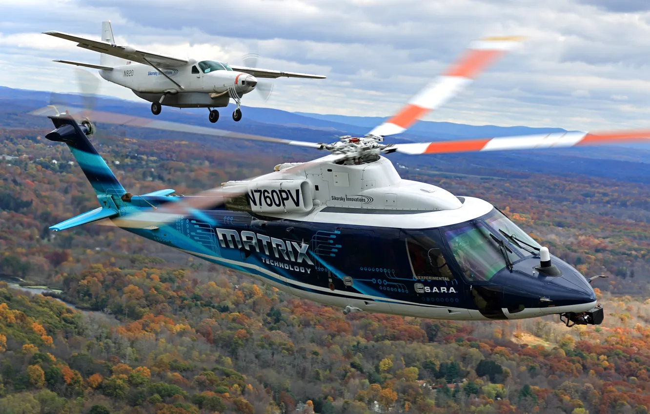 Фото обои полет, самолет, вертолет, лопасти, Sikorsky, MATRIX