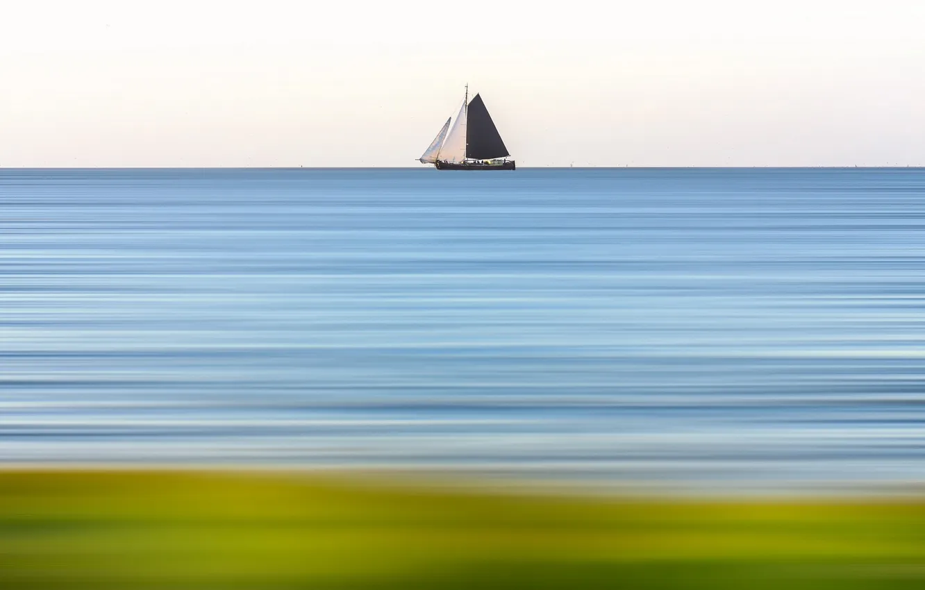 Фото обои море, пейзаж, корабль