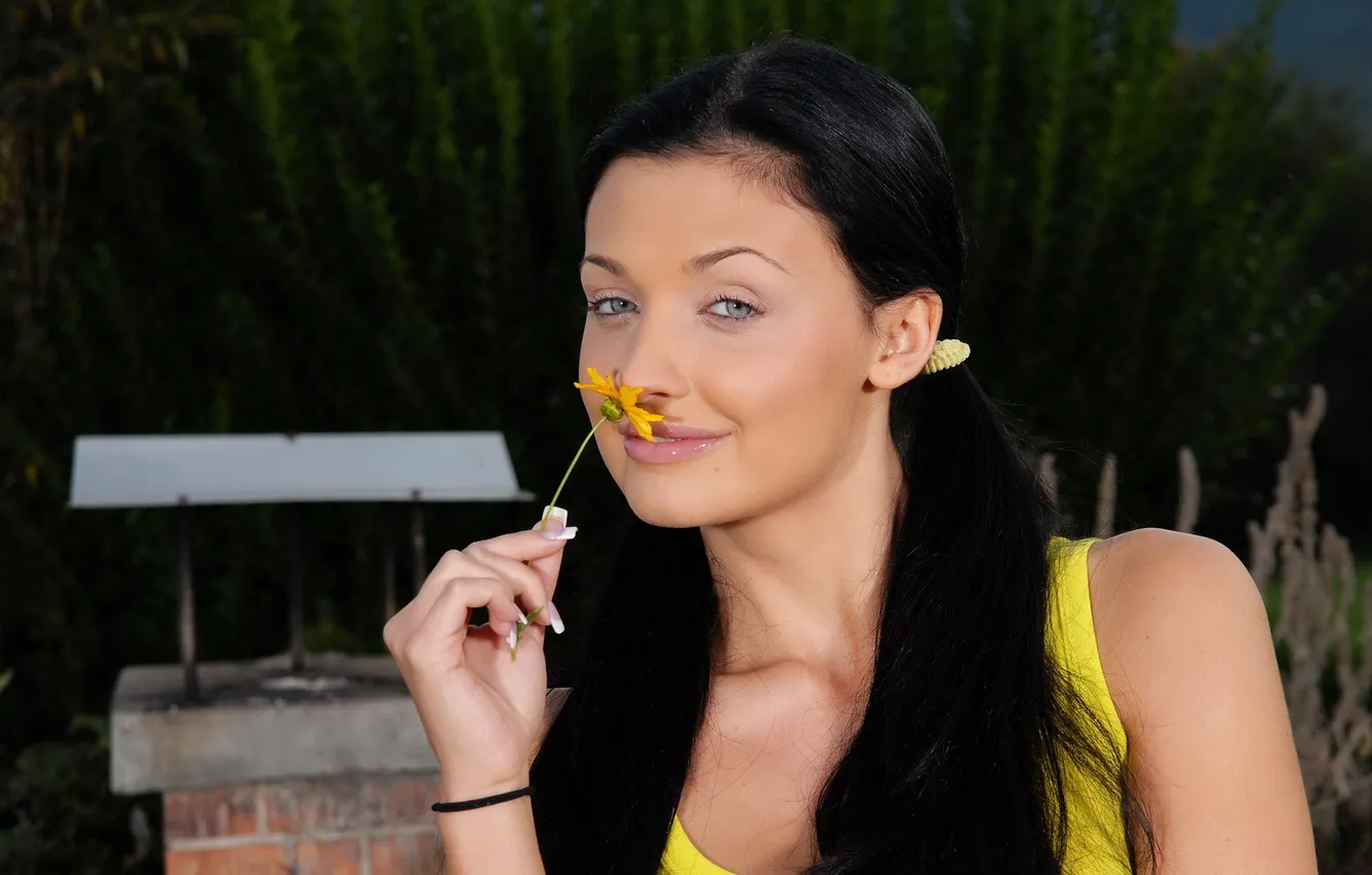 Фото обои цветок, секси, модель, брюнетка, Aletta Ocean