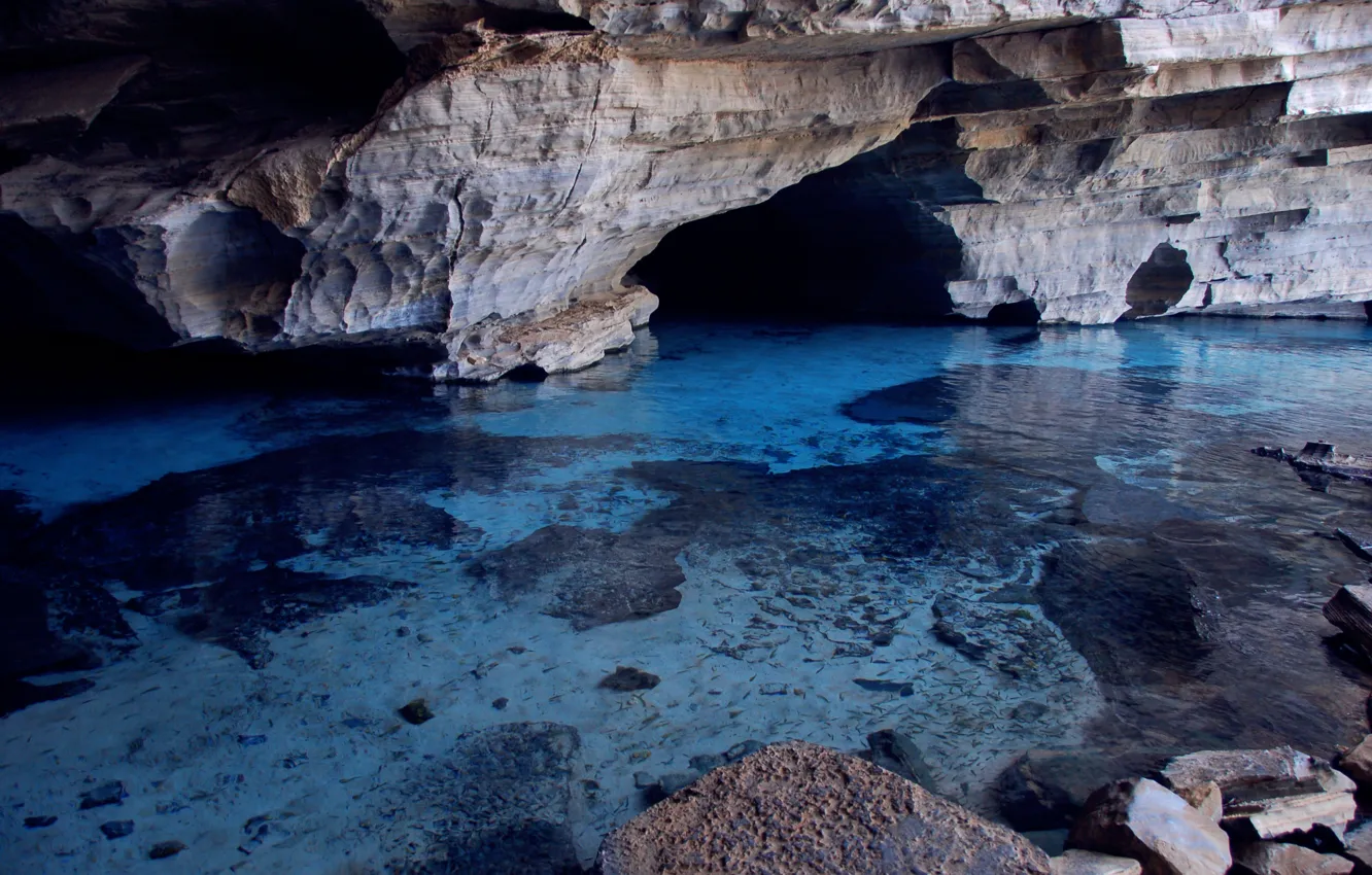Фото обои fishes, brasil, cavern, blue lake, chapada diamantina
