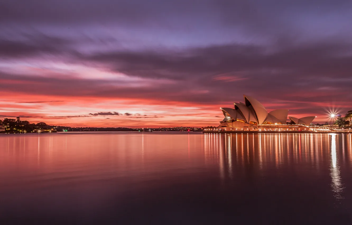 Фото обои закат, город, Сидней, австралия, Australia, Sydney, опера хаус