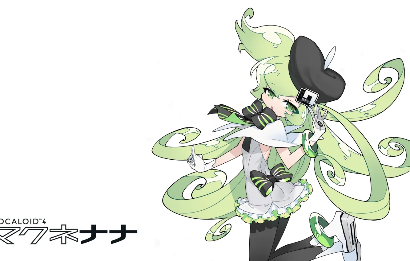Фото обои арт, девочка, белый фон, Vocaloid