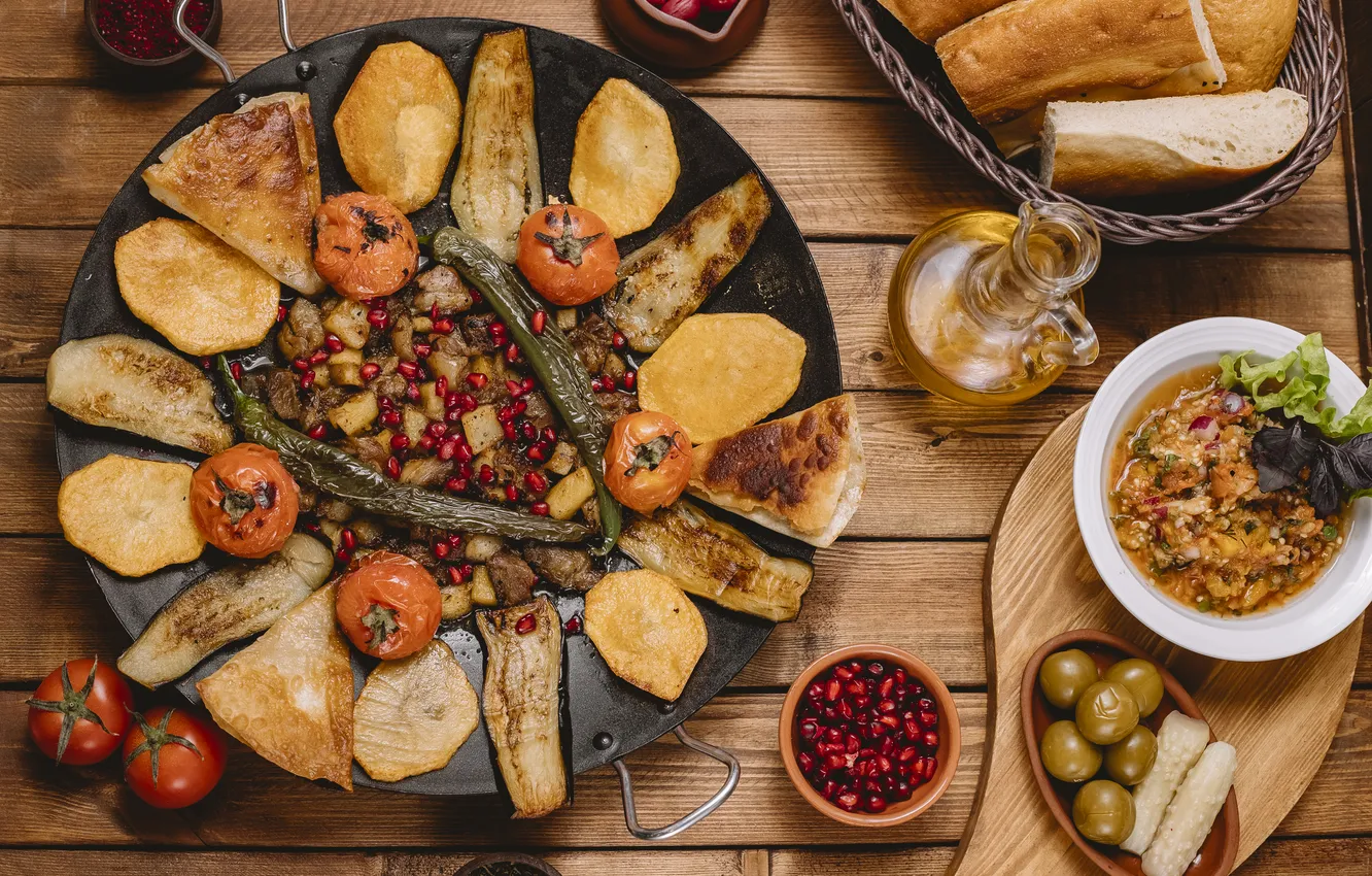 Фото обои potato, cooked, aubergine, azerbaijani, cizbiz, saj