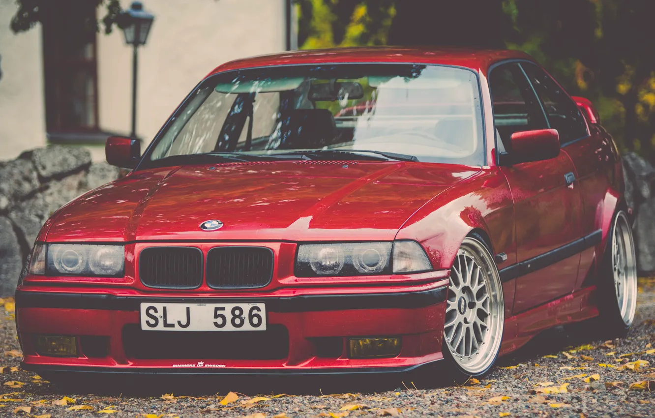 Фото обои тюнинг, bmw, бмв, красная, stance, E36