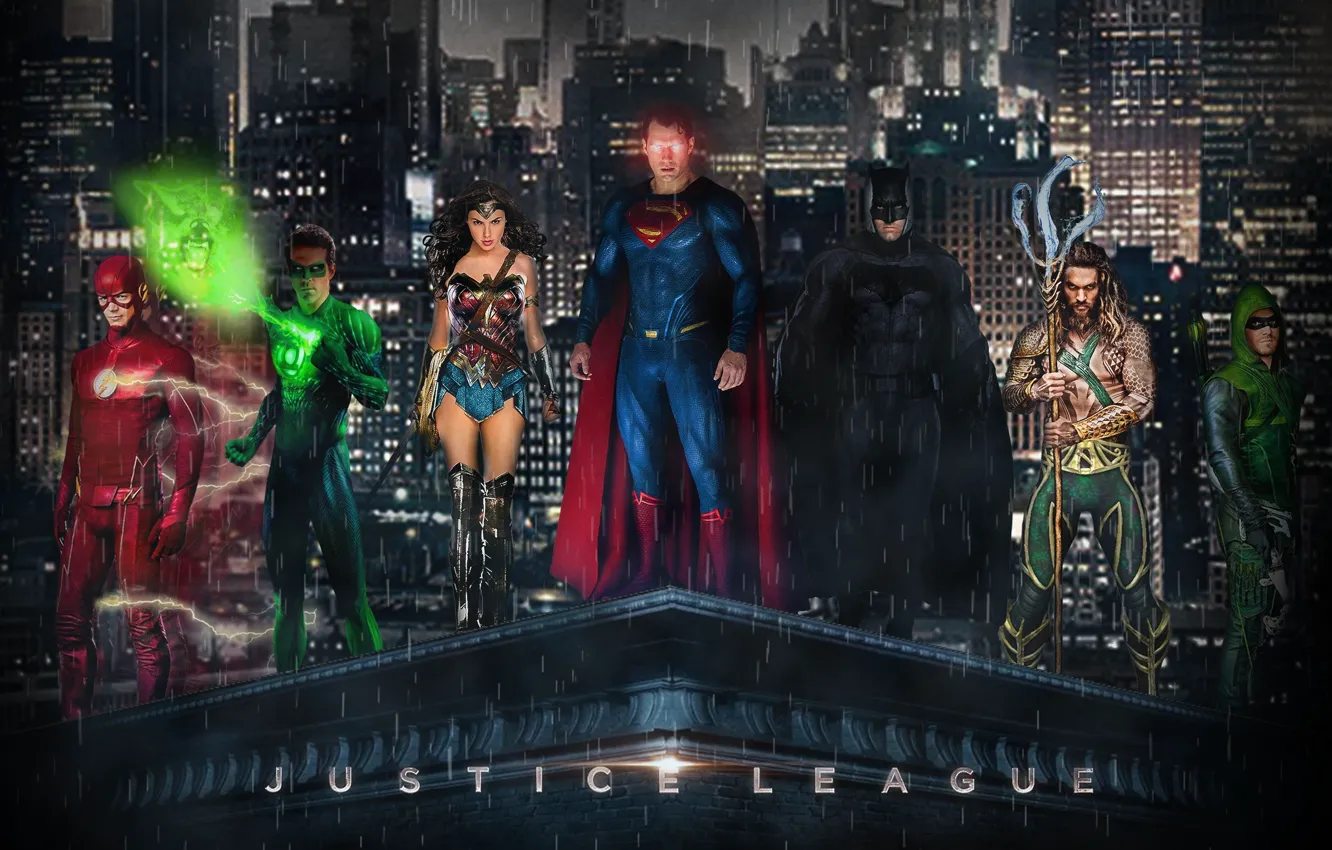 Фото обои batman, superman, wonder woman, flash, justice league, aquaman