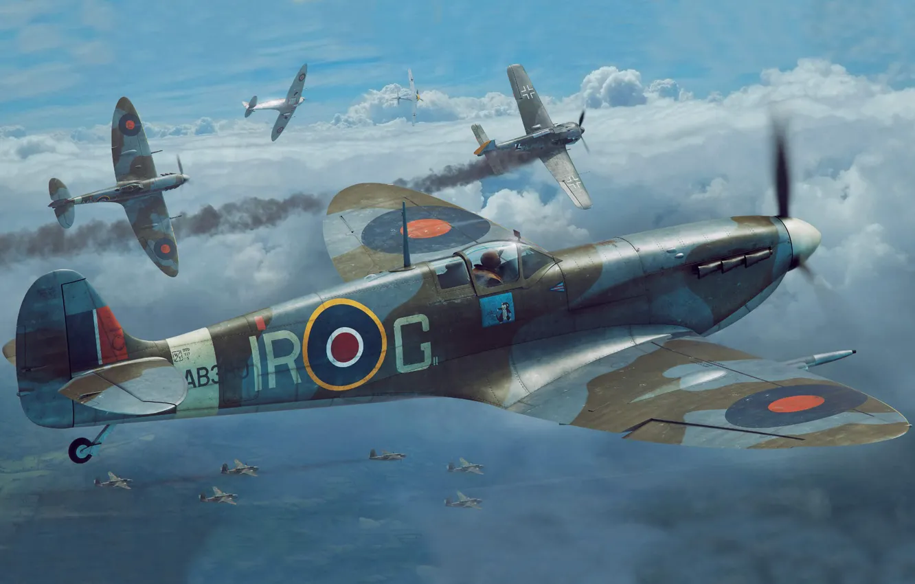 Фото обои Великобритания, истребитель-перехватчик, Supermarine Spitfire, Raf, Spitfire Mk.Vc, Antonis Karidis