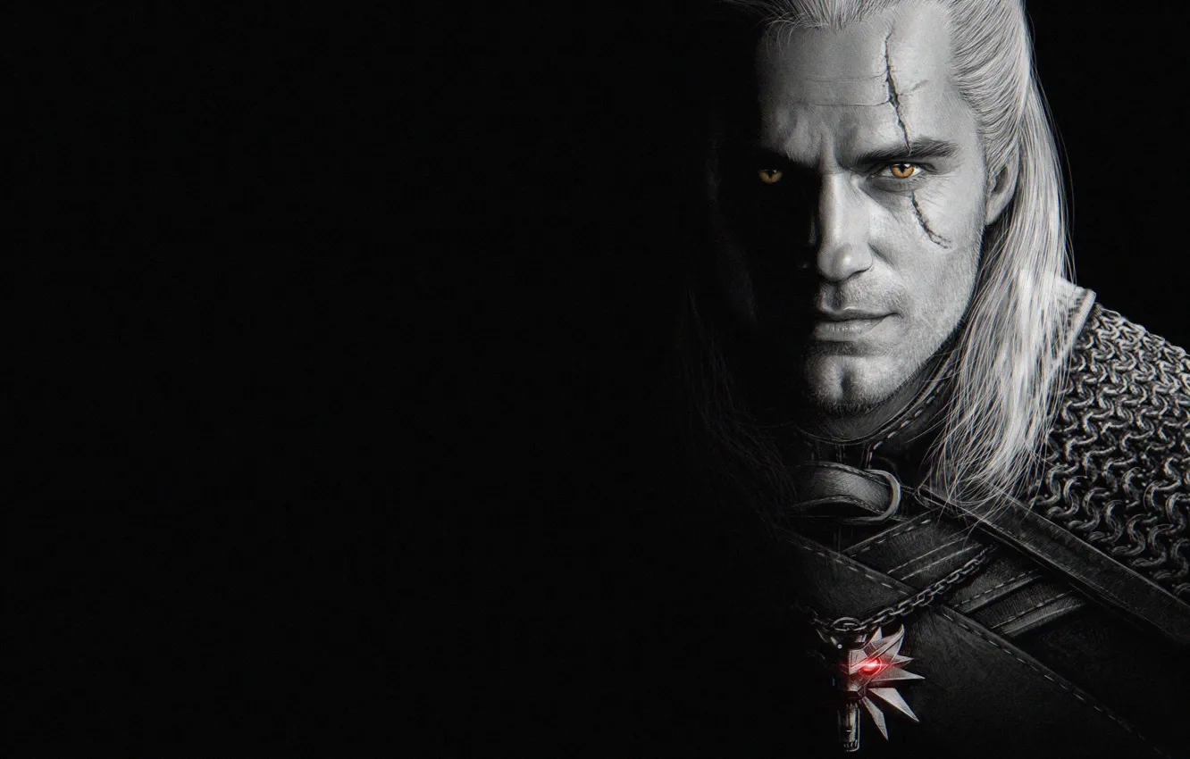 Фото обои взгляд, поза, портрет, арт, сериал, шрам, Ведьмак, The Witcher