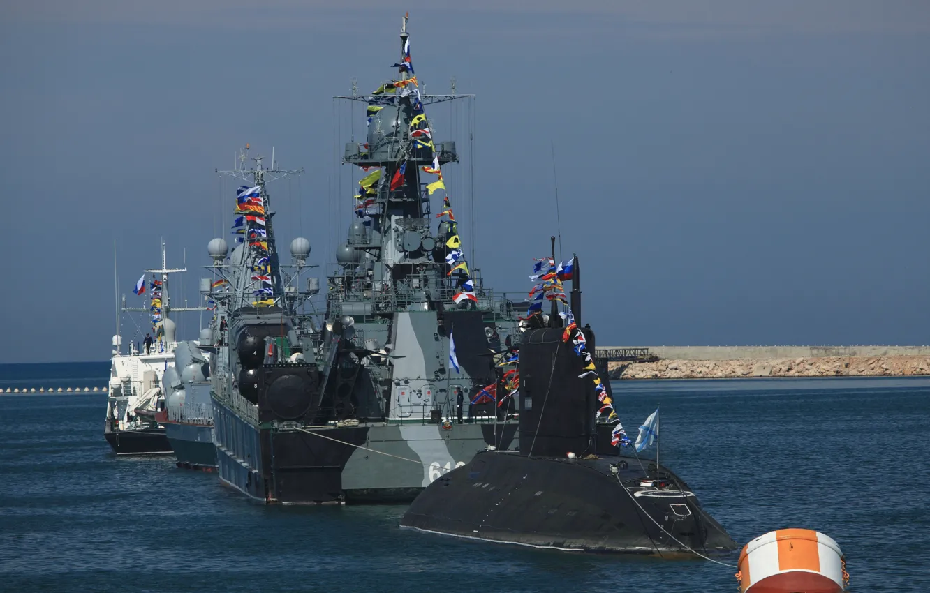Фото обои корабли, парад, ВМФ, боевые, Черное море, Севастополь
