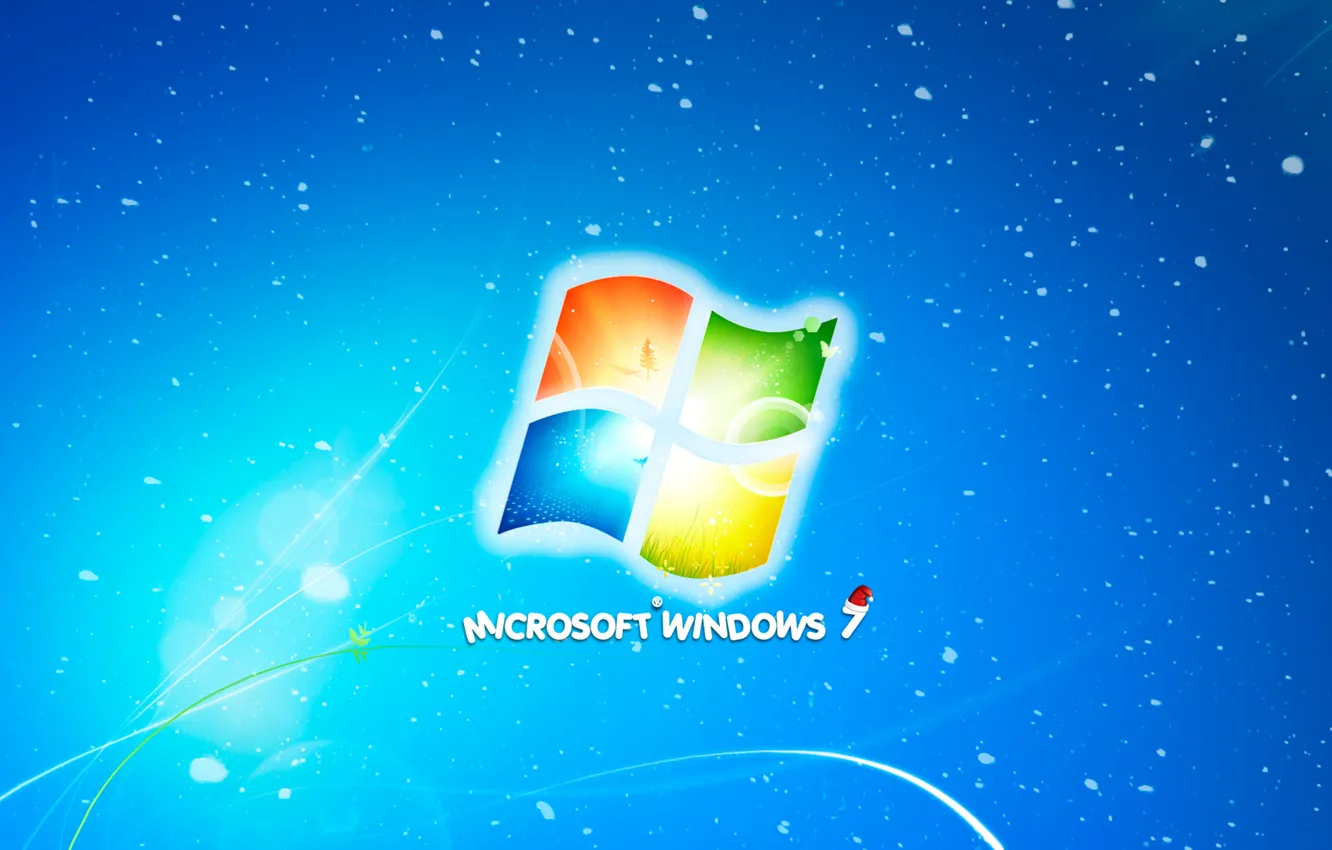 Фото обои снег, новый год, microsoft, new year, windows7, новогодняя обоя